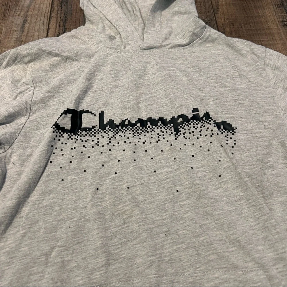 Champion Youth Large Gray Long‎ Sleeve Shirt with Hoodie